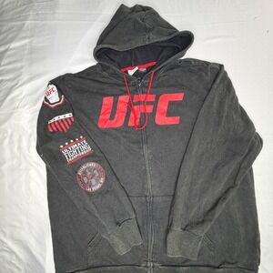 UFC Ultimate Fighting Championship Black Red Zip Up Hoodie XXLT Heavyweight MMA